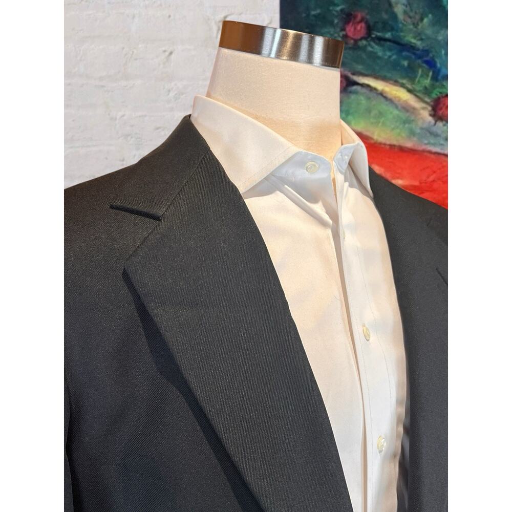 Vintage Dunleith 46L 39x30 Solid Black Twill Suit Unconstructed USA - Picture 5 of 16